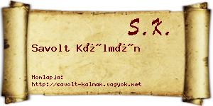 Savolt Kálmán névjegykártya